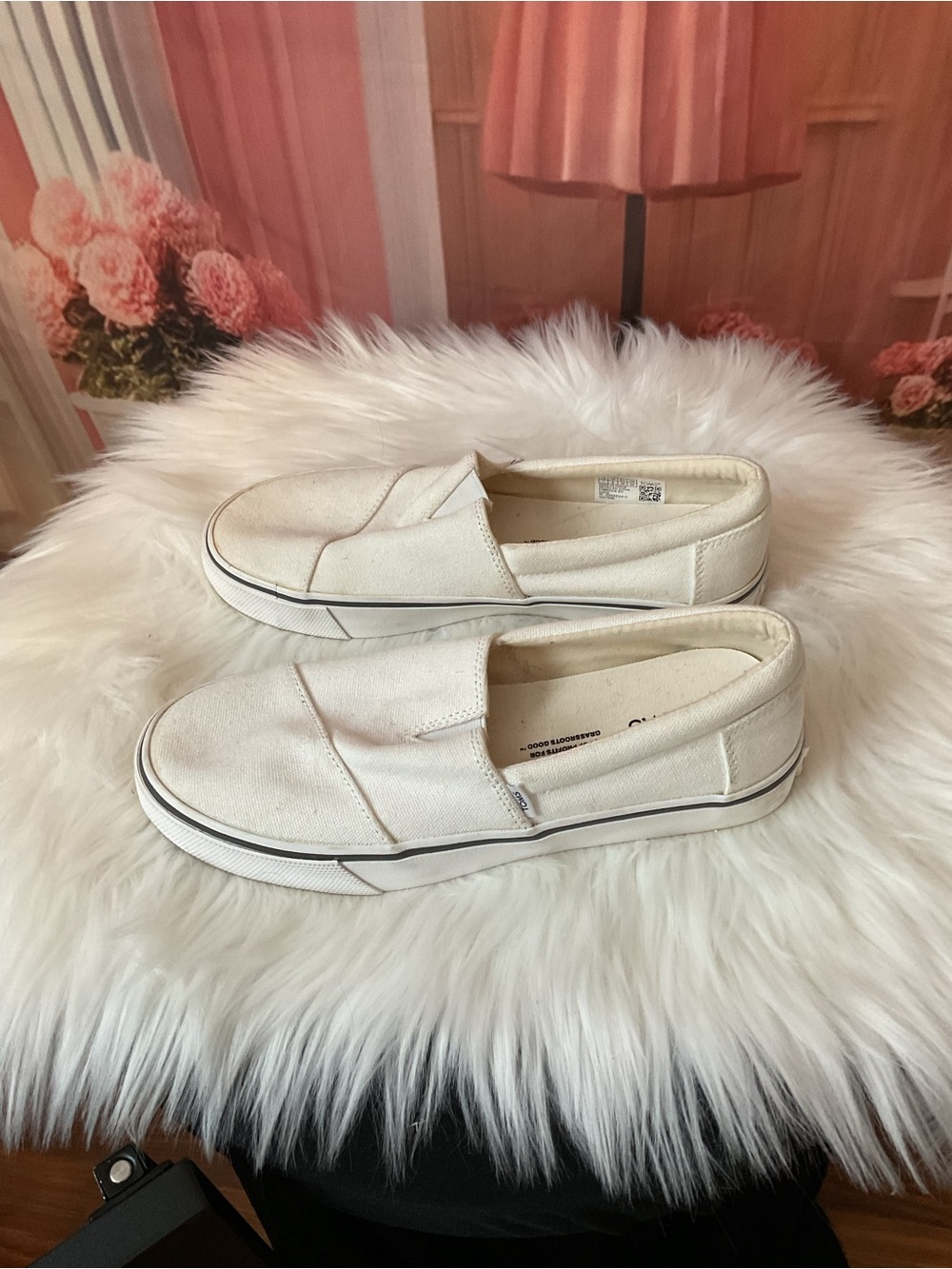 Toms White Slip-On Canvas Sneakers for Women